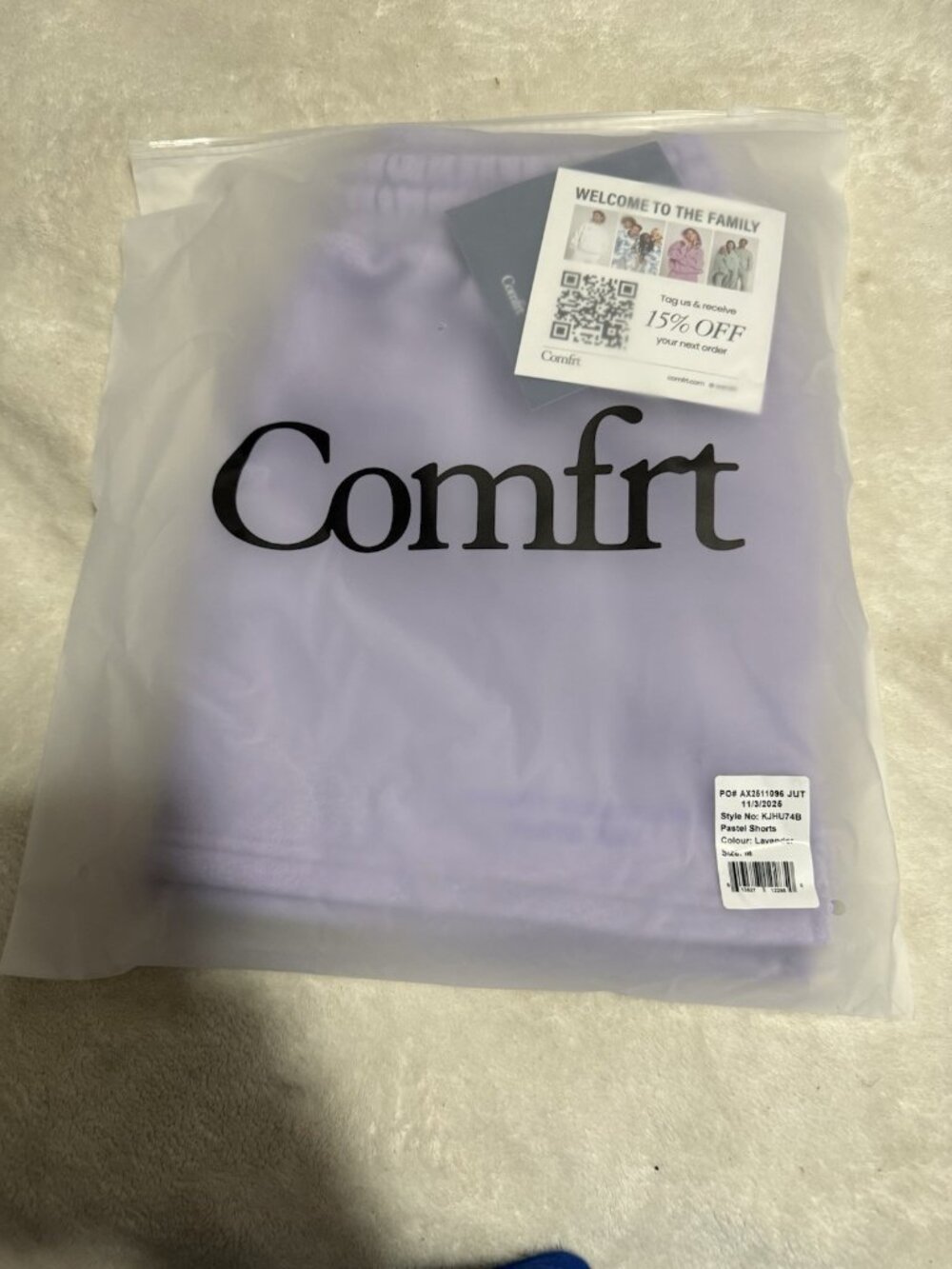 Comfrt Pastel Shorts Lavender Purple Size M Medium Sweat Shorts NEW
